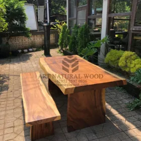 meja bangku cafe-set meja makan-meja bangku makan-meja kayu besar
