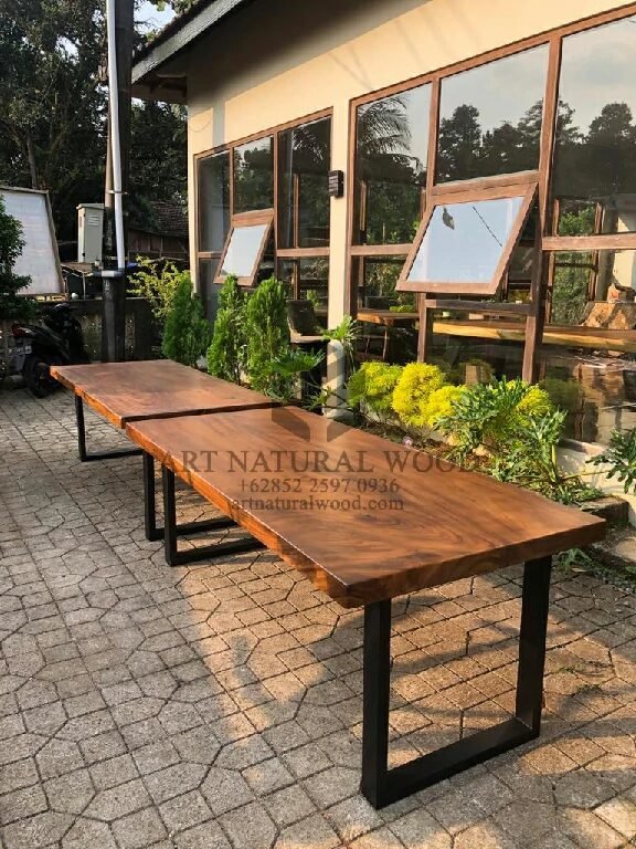 meja trembesi-meja trembesi desain minimalis-meja makan kayu trembesi minimalis
