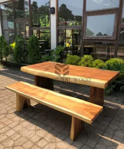 meja bangku cafe-set meja makan-meja bangku makan-meja kayu besar