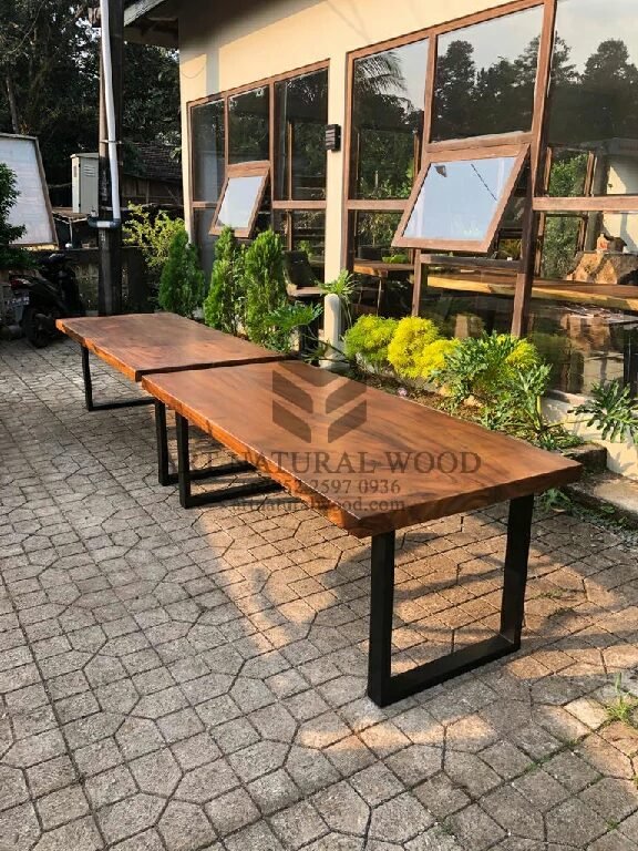 meja trembesi-meja trembesi desain minimalis-meja makan kayu trembesi minimalis