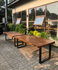 meja trembesi-meja trembesi desain minimalis-meja makan kayu trembesi minimalis