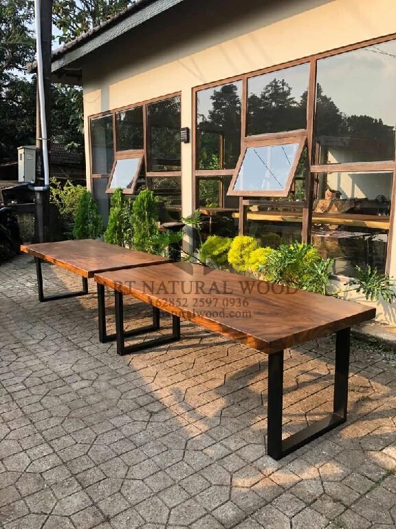 meja trembesi-meja trembesi desain minimalis-meja makan kayu trembesi minimalis
