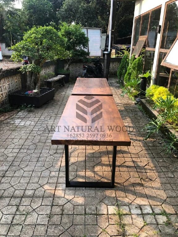 meja trembesi-meja trembesi desain minimalis-meja makan kayu trembesi minimalis