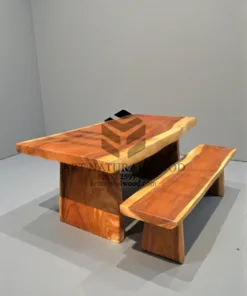 meja bangku cafe-set meja makan-meja bangku makan-meja kayu besar