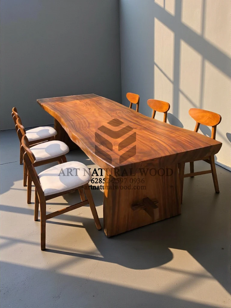 meja makan 6 kursi-meja kayu besar-set meja makan-meja makan minimalis-meja makan kayu trembesi