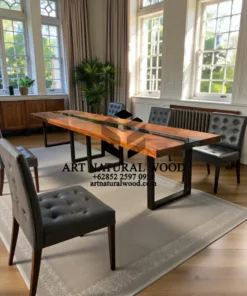 meja makan kaca-meja makan minimalis-meja kayu trembesi-meja makan besi