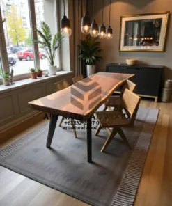 meja makan minimalis 4 kursi-meja makan trembesi-meja kayu trembesi-meja kayu besar