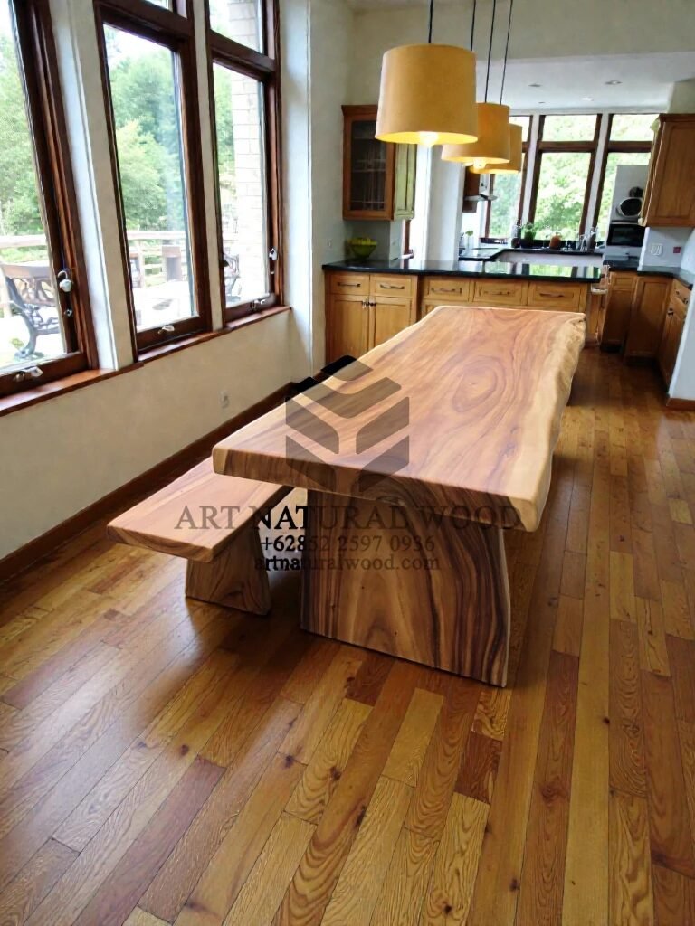 meja minimalis kayu trembesi-meja makan minimalis kayu-meja kayu trembesi-meja kayu besar