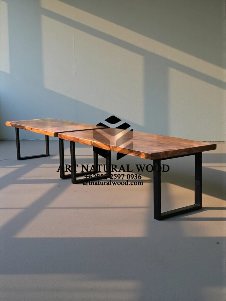 meja trembesi-meja trembesi desain minimalis-meja makan kayu trembesi minimalis