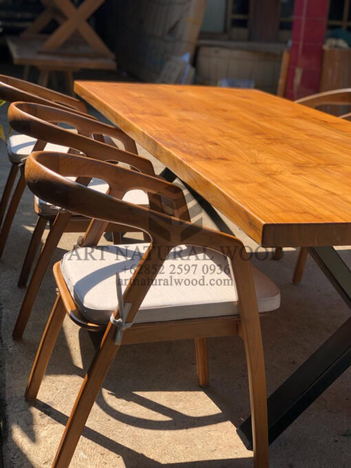 dining set minimalis kayu jati solid-meja makan minimalis 6 kursi