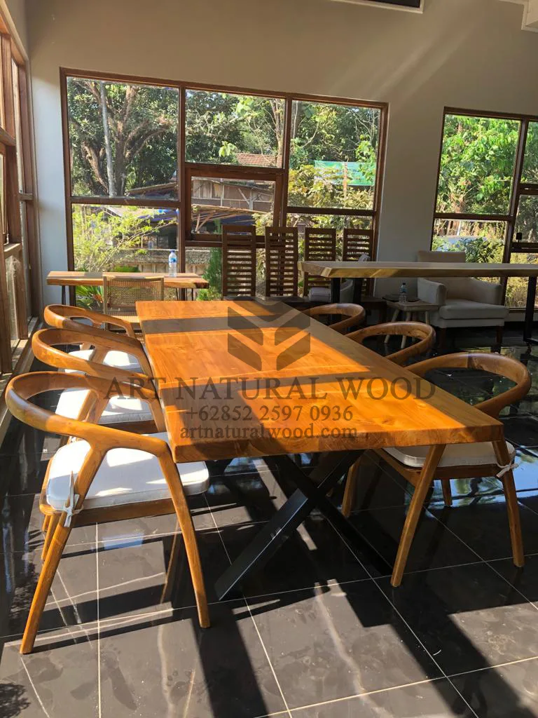 dining set minimalis kayu jati solid-meja makan minimalis 6 kursi