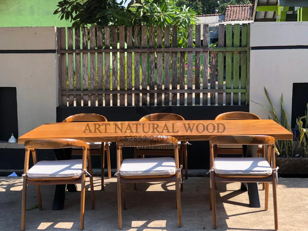 dining set minimalis kayu jati solid-meja makan minimalis 6 kursi