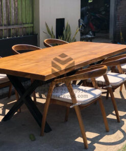 dining set minimalis kayu jati solid-meja makan minimalis 6 kursi