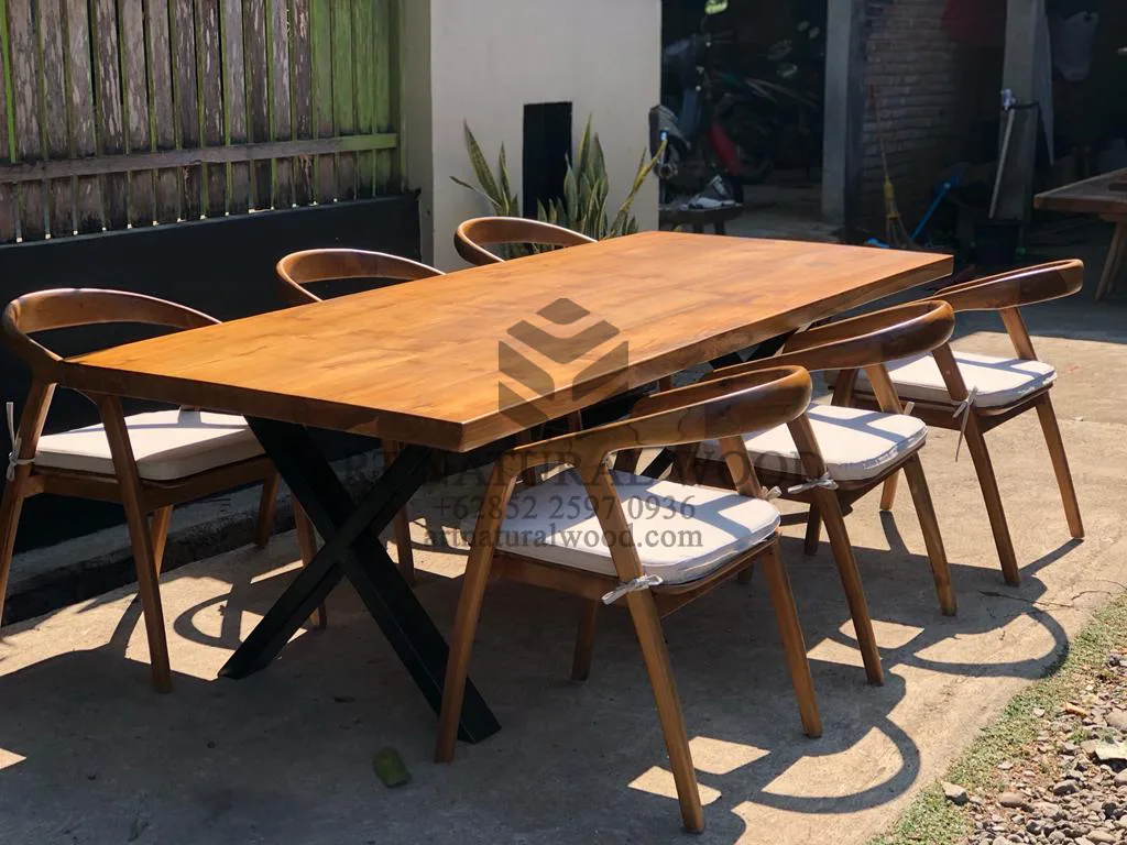 dining set minimalis kayu jati solid-meja makan minimalis 6 kursi