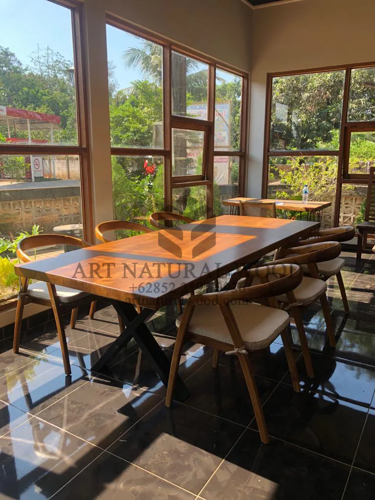 dining set minimalis kayu jati solid-meja makan minimalis 6 kursi