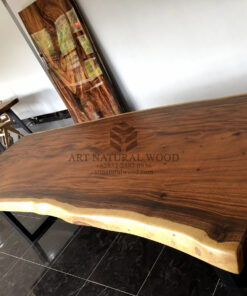 meja rapat kantor minimalis panjang kayu solid kaki besi-meja meeting kantor