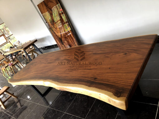 meja rapat kantor minimalis panjang kayu solid kaki besi-meja meeting kantor
