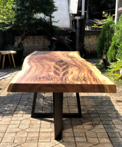 meja meeting kantor minimalis kayu trembesi solid besar