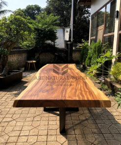 meja meeting kantor minimalis kayu trembesi solid besar