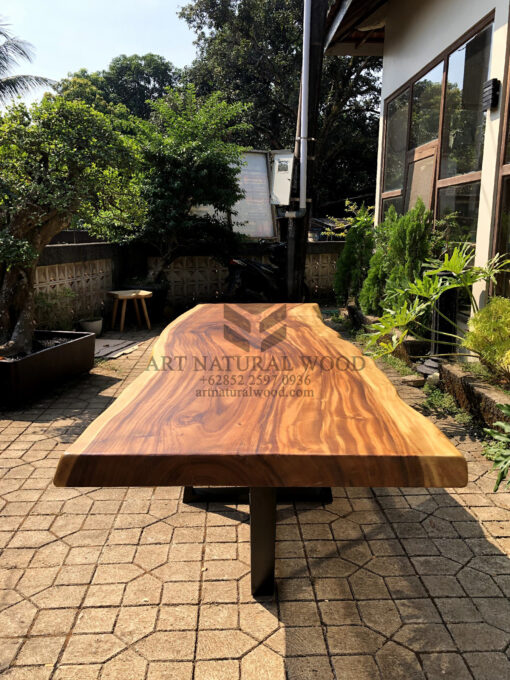 meja meeting kantor minimalis kayu trembesi solid besar