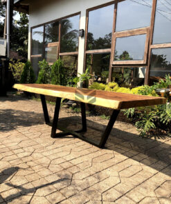 meja meeting kantor minimalis kayu trembesi solid besar