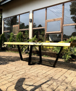 meja meeting kantor minimalis kayu trembesi solid besar