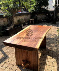 meja makan kayu utuh desain minimalis-meja makan kayu trembesi solid