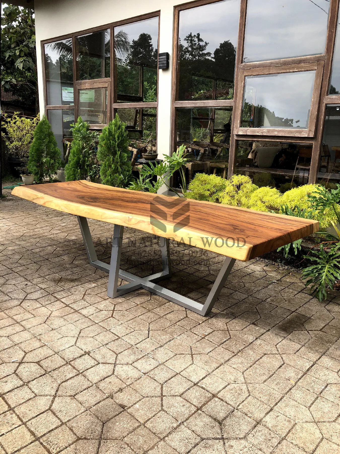meja rapat kantor kayu besar trembesi solid-meja meeting kantor dari kayu