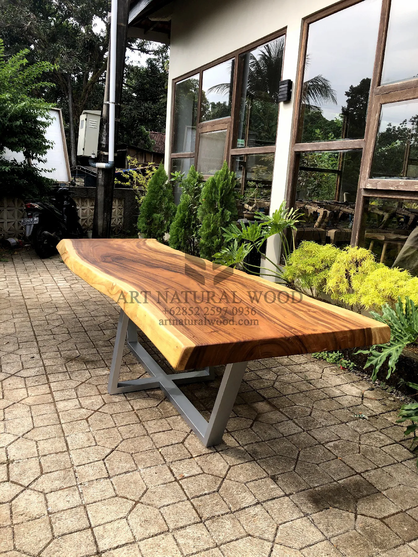 meja rapat kantor kayu besar trembesi solid-meja meeting kantor dari kayu