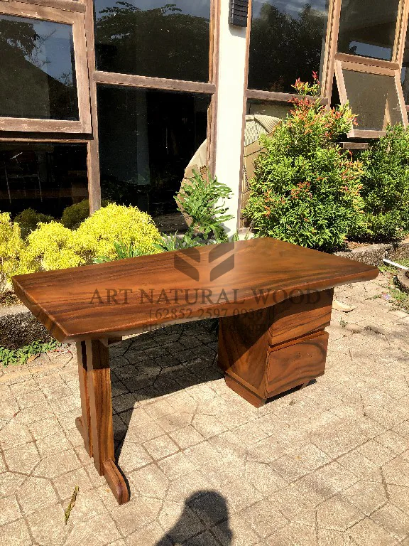 meja kerja kayu solid trembesi minimalis-meja kantor kayu solid trembesi minimalis