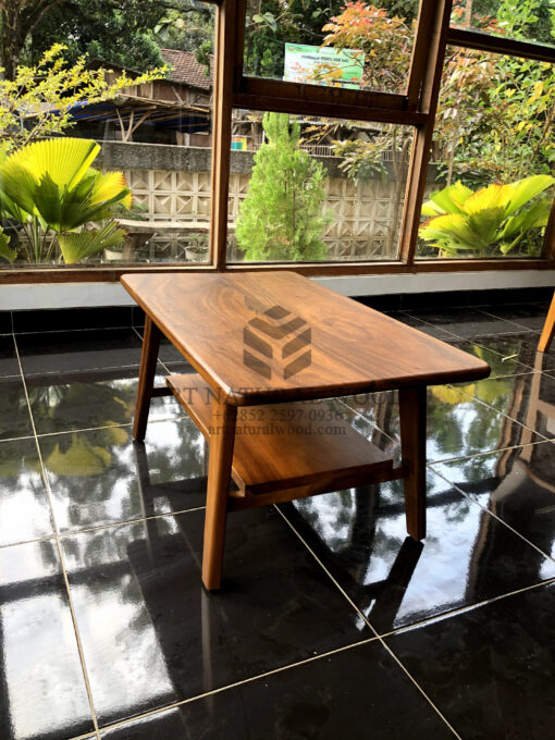meja ruang tamu minimalis kecil kayu jati solid
