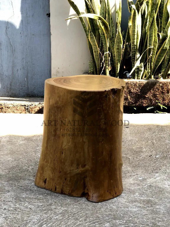 stool kayu bulat alami kayu trembesi-stool batang kayu