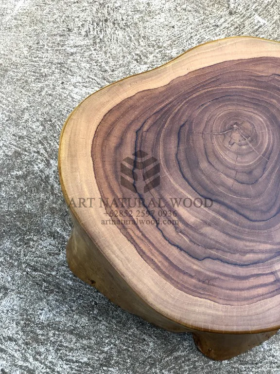 stool kayu bulat alami kayu trembesi-stool batang kayu