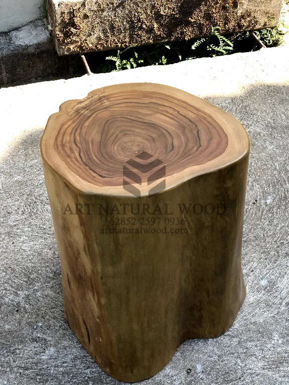 stool kayu bulat alami kayu trembesi-stool batang kayu