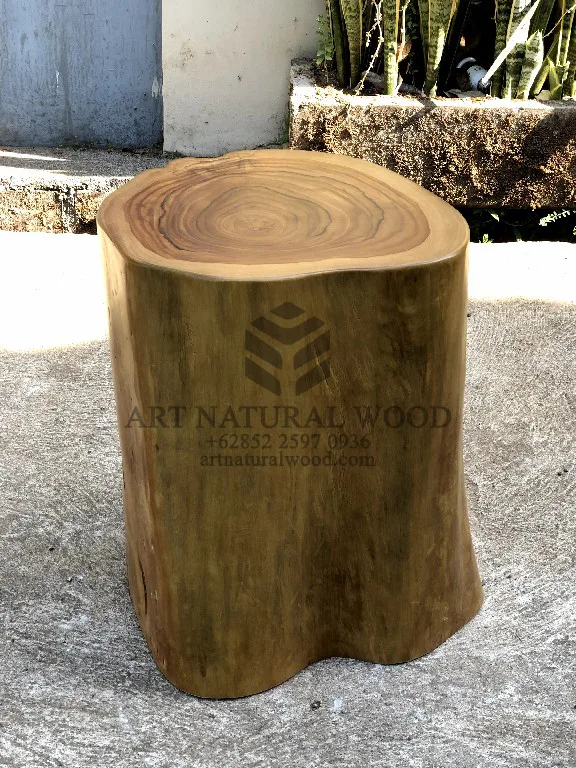 stool kayu bulat alami kayu trembesi-stool batang kayu