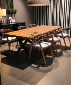 dining set minimalis kayu jati solid-meja makan minimalis 6 kursi