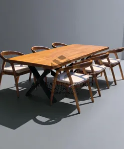 dining set minimalis kayu jati solid-meja makan minimalis 6 kursi