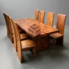 meja makan kayu trembesi solid 6 kursi