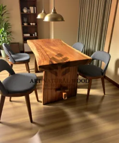 meja makan kayu utuh desain minimalis-meja makan kayu trembesi solid