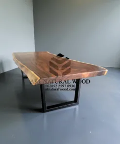 meja rapat kantor minimalis panjang kayu solid kaki besi-meja meeting kantor