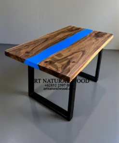 meja resin kayu solid trembesi kaki besi-meja epoxy kayu solid trembesi
