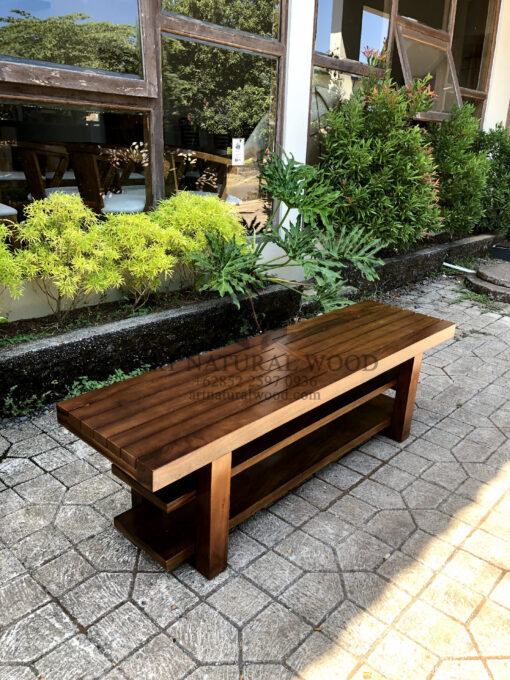 bangku aesthetic minimalis kayu trembesi solid