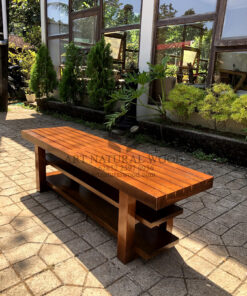 bangku aesthetic minimalis kayu trembesi solid