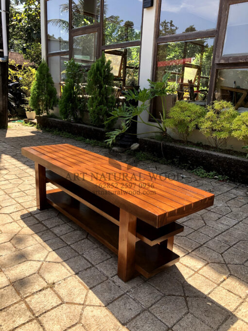 bangku aesthetic minimalis kayu trembesi solid