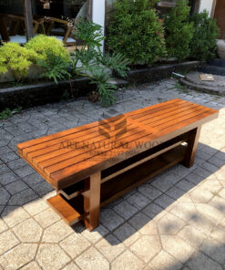bangku aesthetic minimalis kayu trembesi solid