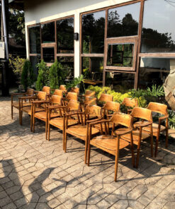 kursi cafe hiroshima minimalis kayu jati solid