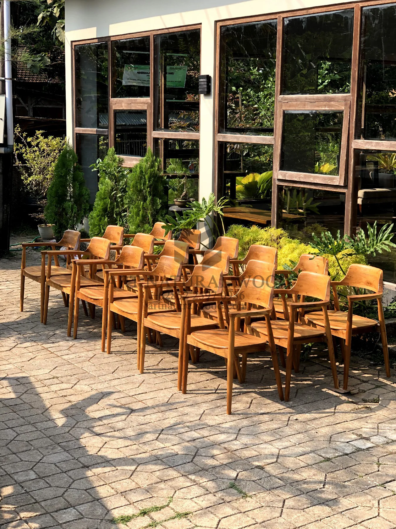 kursi cafe hiroshima minimalis kayu jati solid