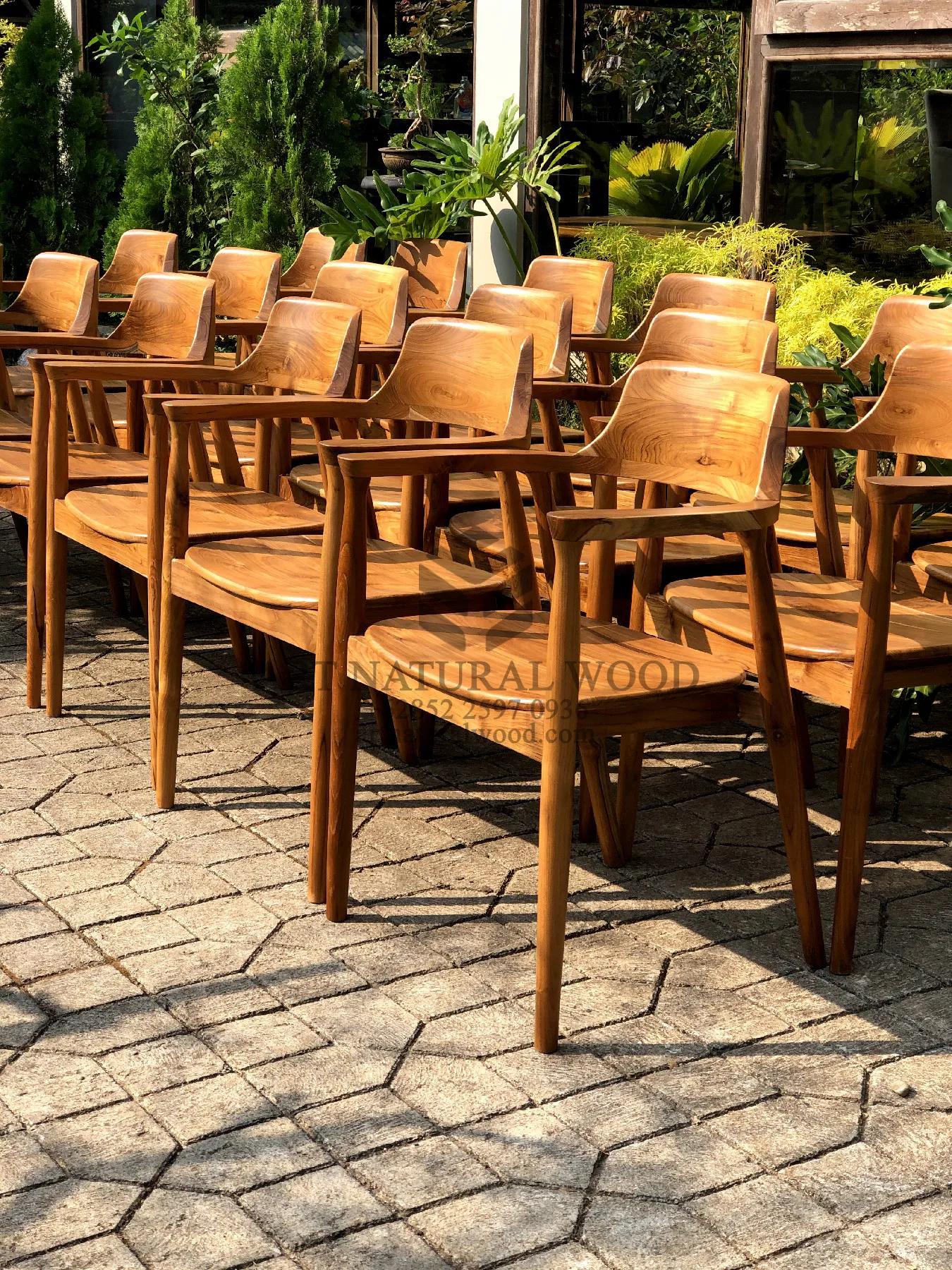 kursi cafe hiroshima minimalis kayu jati solid