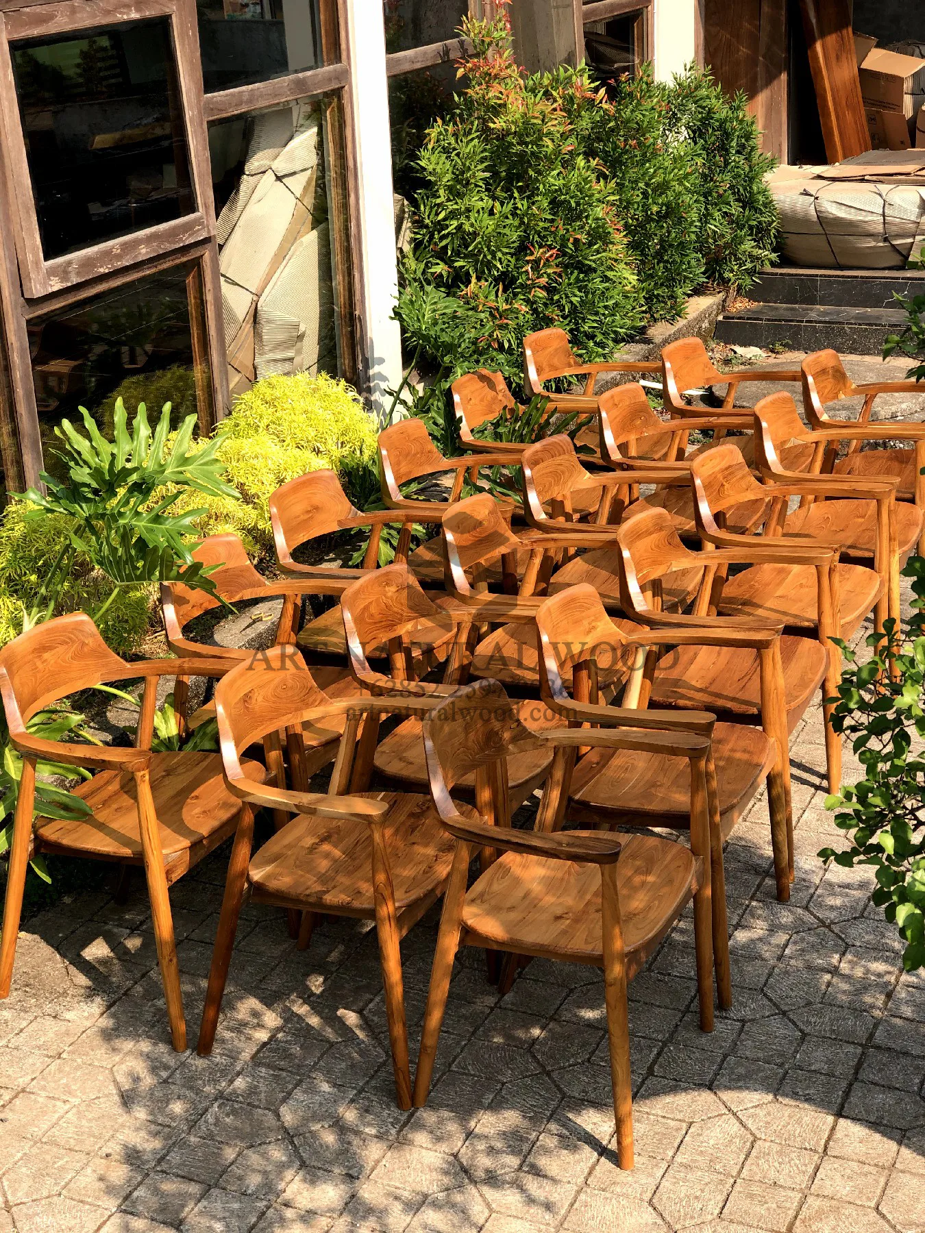 kursi cafe hiroshima minimalis kayu jati solid