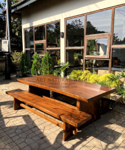 meja bangku makan kayu besar minimalis